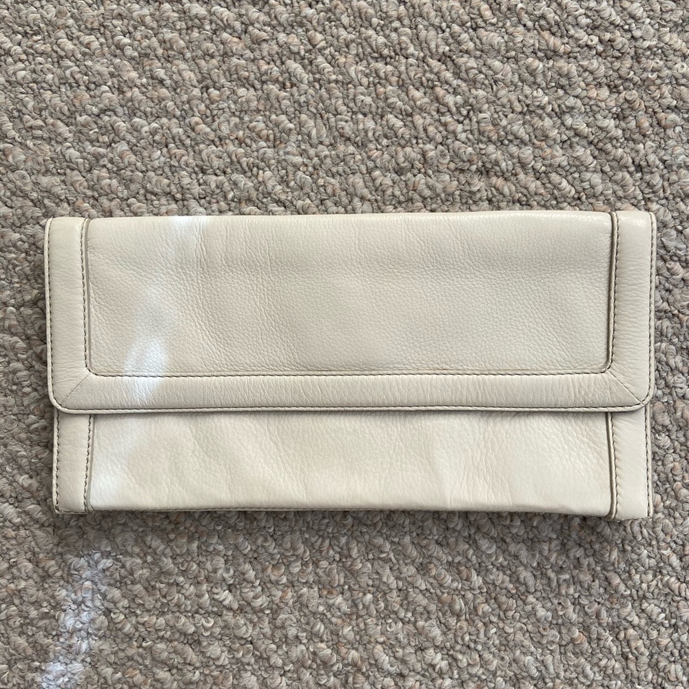 Banana Republic white leather clutch